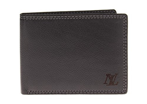 Mens Luciano Natazzi Leather RFID Blocking Bifold Wallet Removable Double ID Holder in Black - Image1