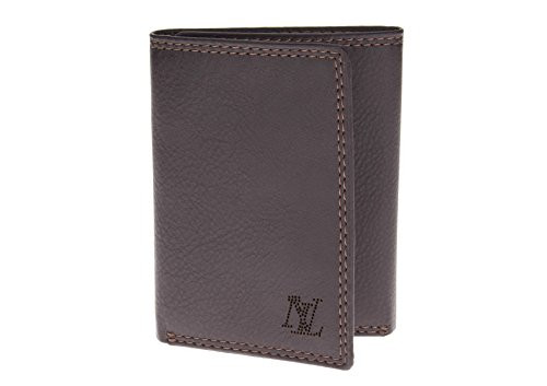 Mens Luciano Natazzi Nappa Leather RFID Blocking Slim Trifold Wallet in Brown - Image1