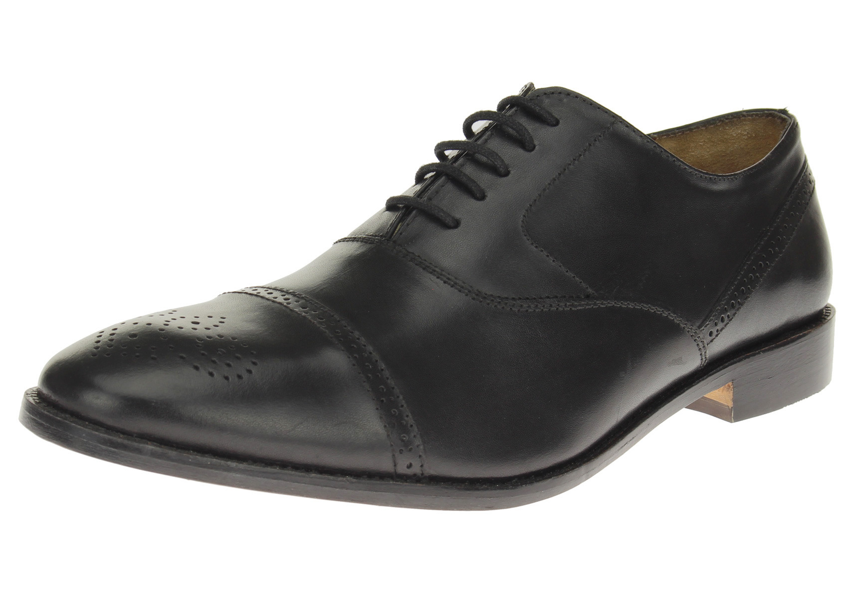Mens Luciano Natazzi All Leather Dress Shoe Cap-Toe Oxford Lace-Up SL302 Black - Image1