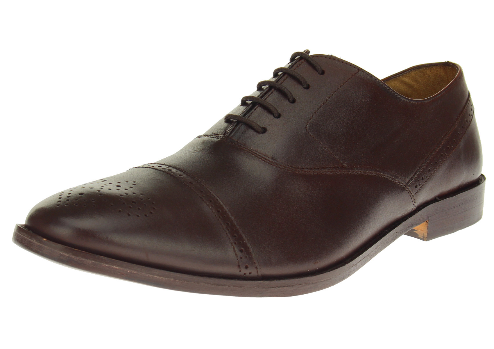 Mens Luciano Natazzi All Leather Dress Shoe Cap-Toe Oxford Lace-Up SL302 Dark Brown - Image1