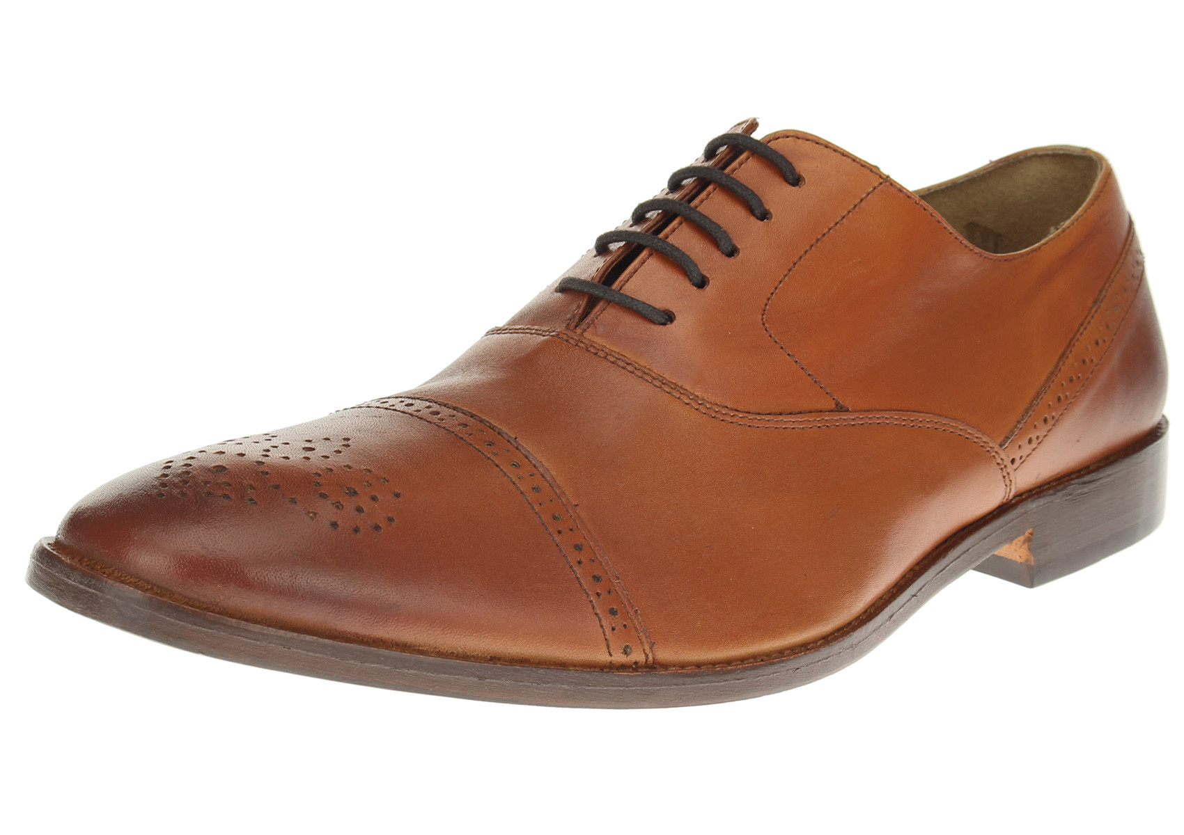 Mens Luciano Natazzi All Leather Dress Shoe Cap-Toe Oxford Lace-Up SL302 Tan Burnish - Image1