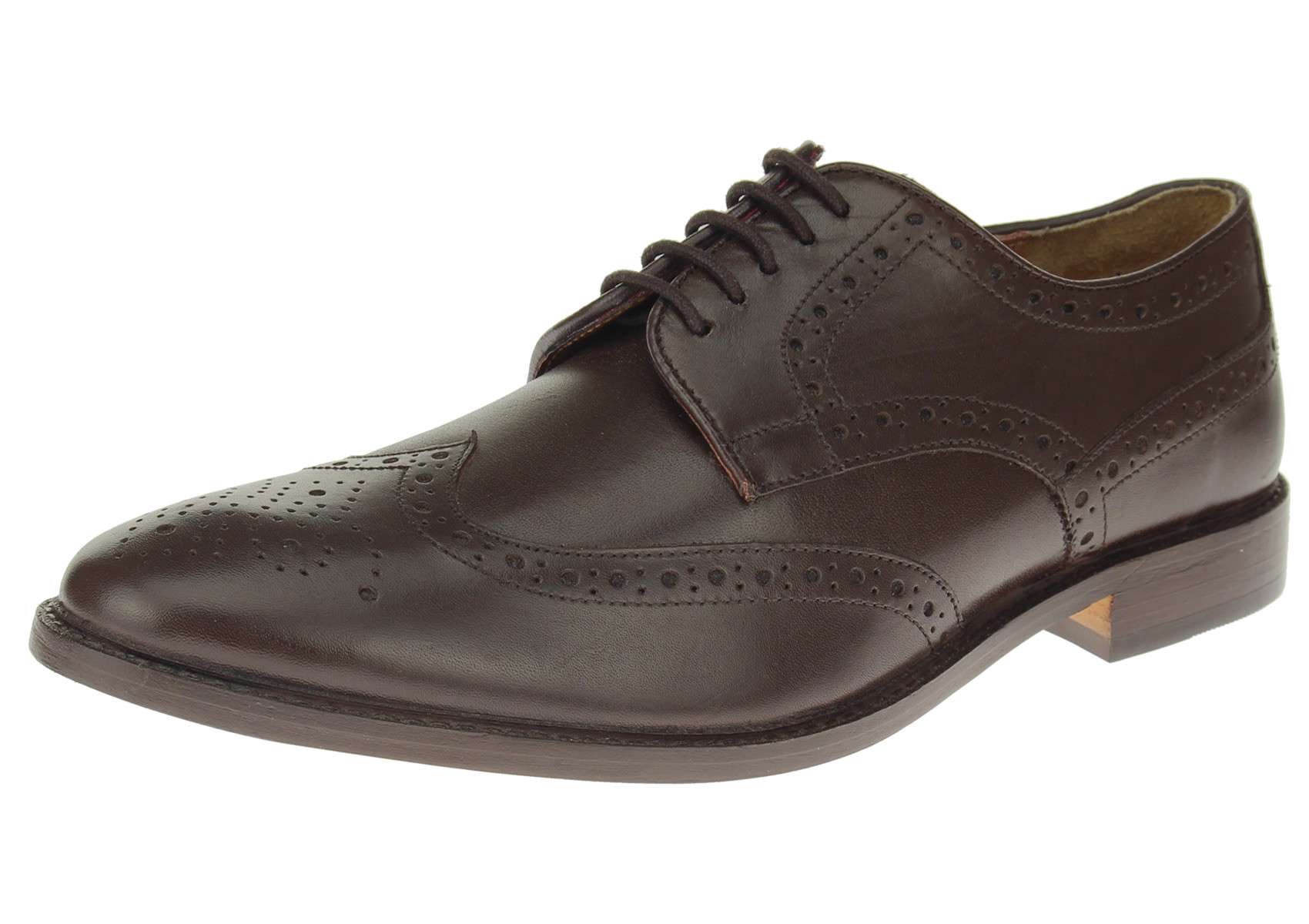 Mens Luciano Natazzi All Leather Dress Shoe Wingtip Oxford Lace-Up SL301 Dark Brown - Image1