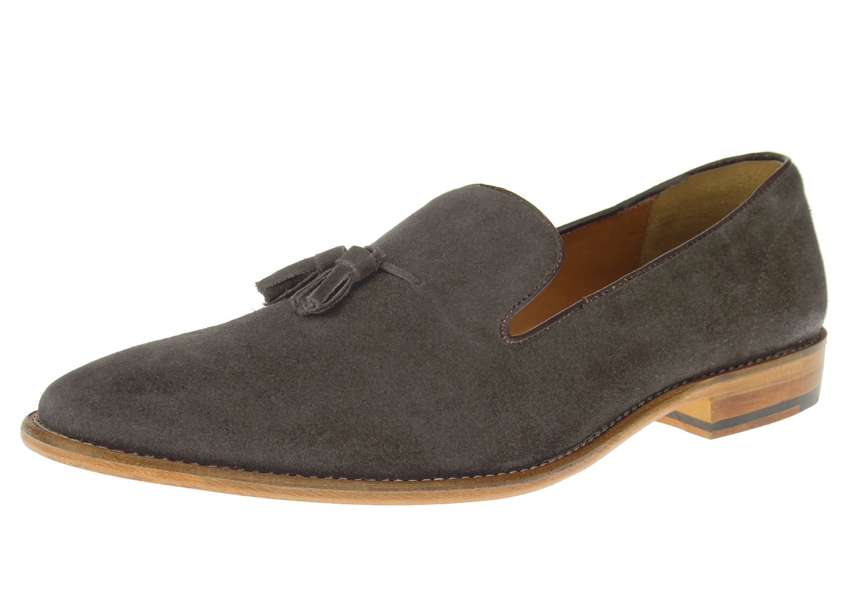 Mens Luciano Natazzi All Leather Loafer Tassel Slip-On Dress Shoe SL307 Dark Gray - Image1