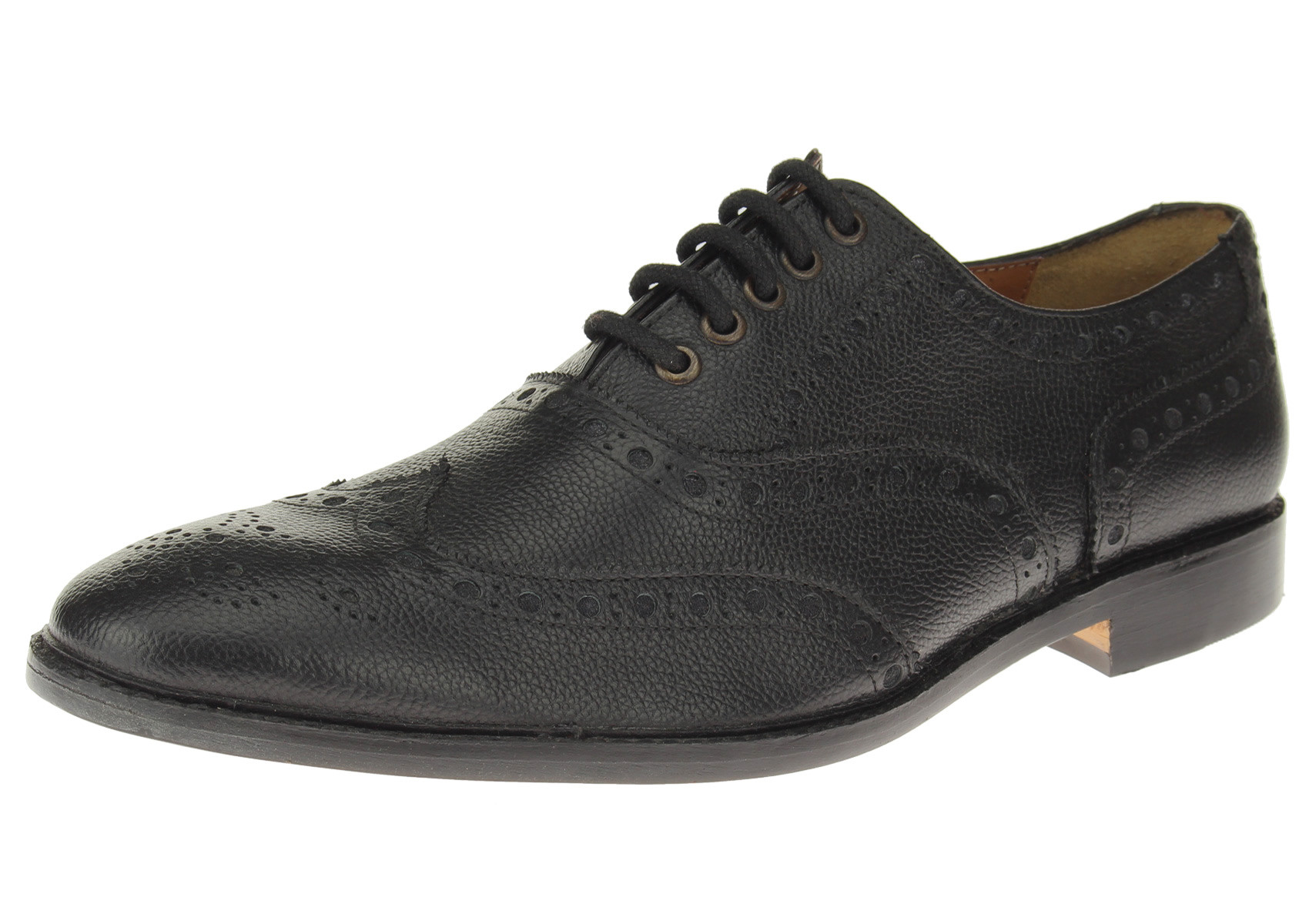 Mens Luciano Natazzi Full Leather Dress Shoe Wingtip Oxford Lace-Up SL304 Black - Image1