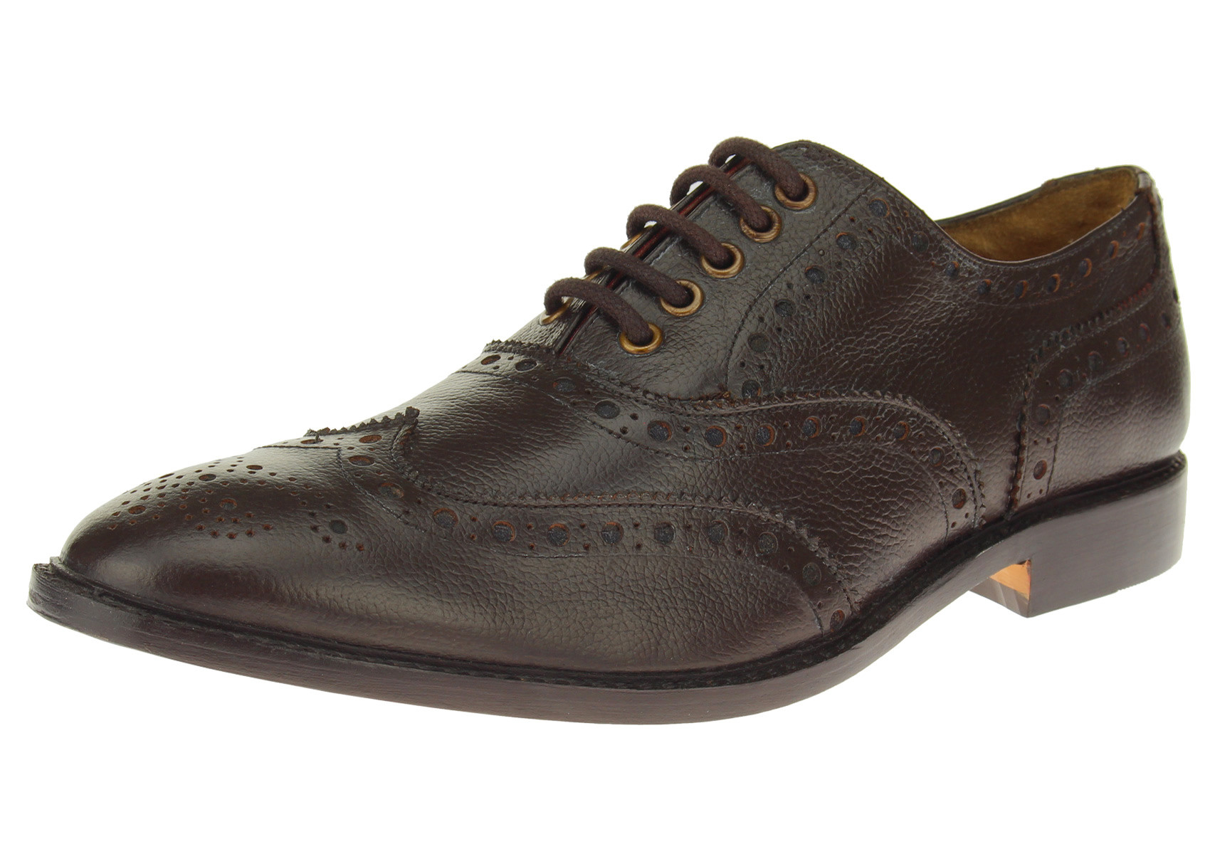 Mens Luciano Natazzi Full Leather Dress Shoe Wingtip Oxford Lace-Up SL304 Dark Brown - Image1