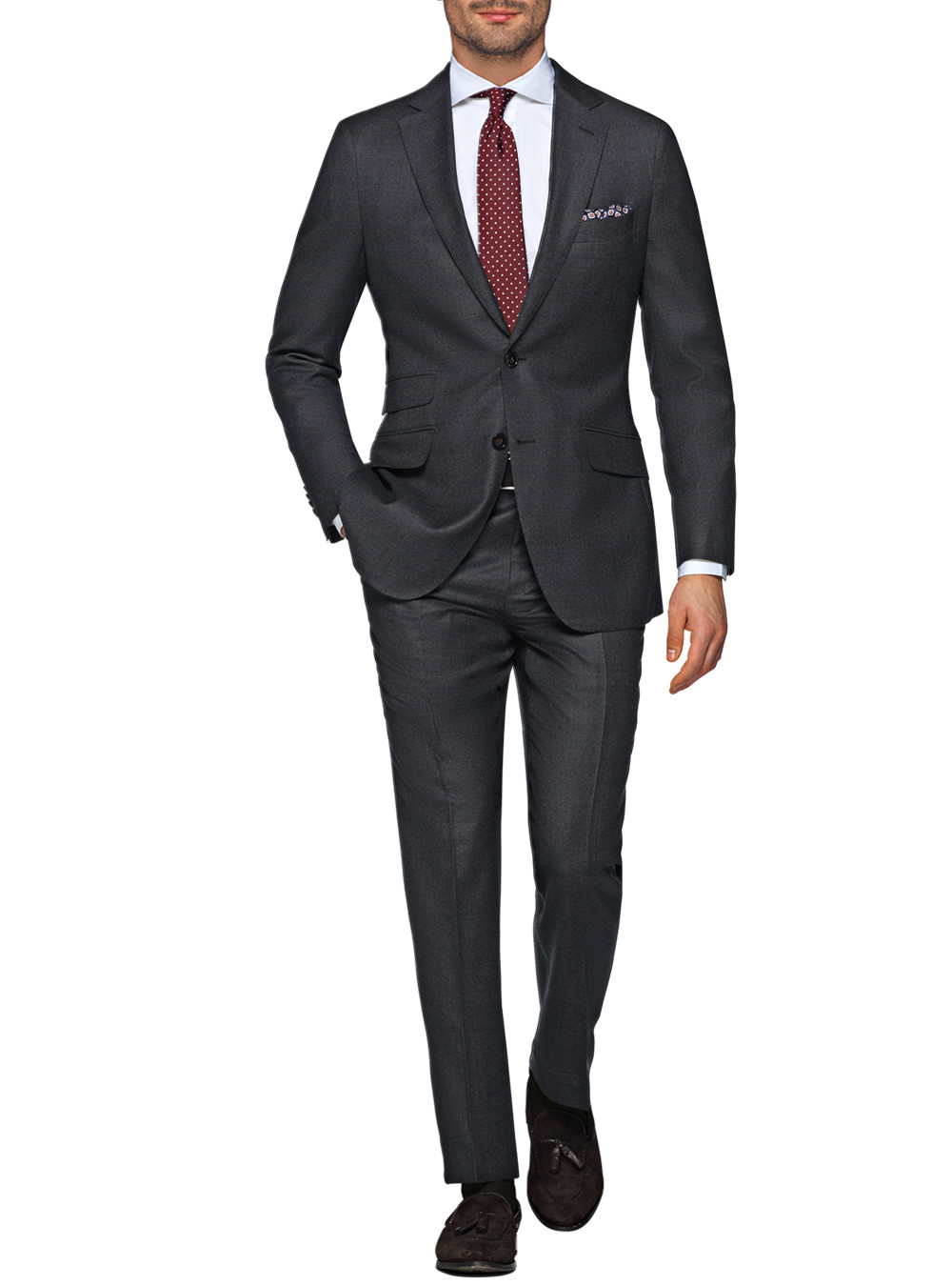 Mens Luciano Natazzi Modern Fit Suit Wool Cashmere 180'S Charcoal Gray - Image1