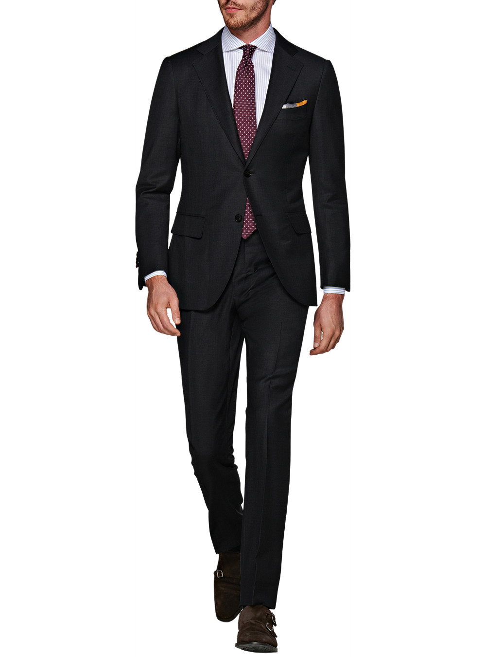 Mens Luciano Natazzi Modern Fit Suit 2 Button 160s Canali Cashmere Wool black - Image1