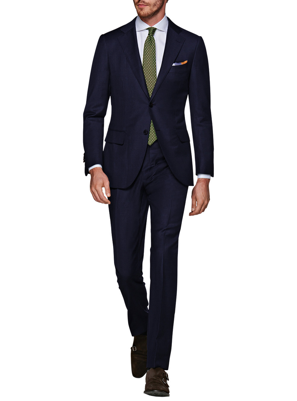 Mens Luciano Natazzi Modern Fit Suit 2 Button 160s Canali Cashmere Wool Navy - Image1