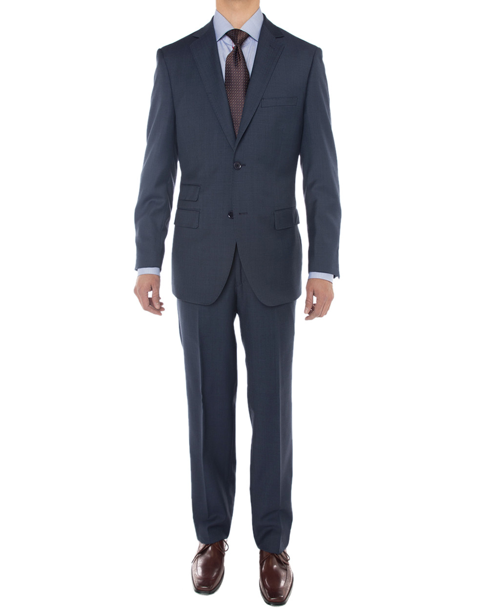 Mens Luciano Natazzi Modern Fit Suit 160S Wool Two Button 2 Piece French Blue - Image1