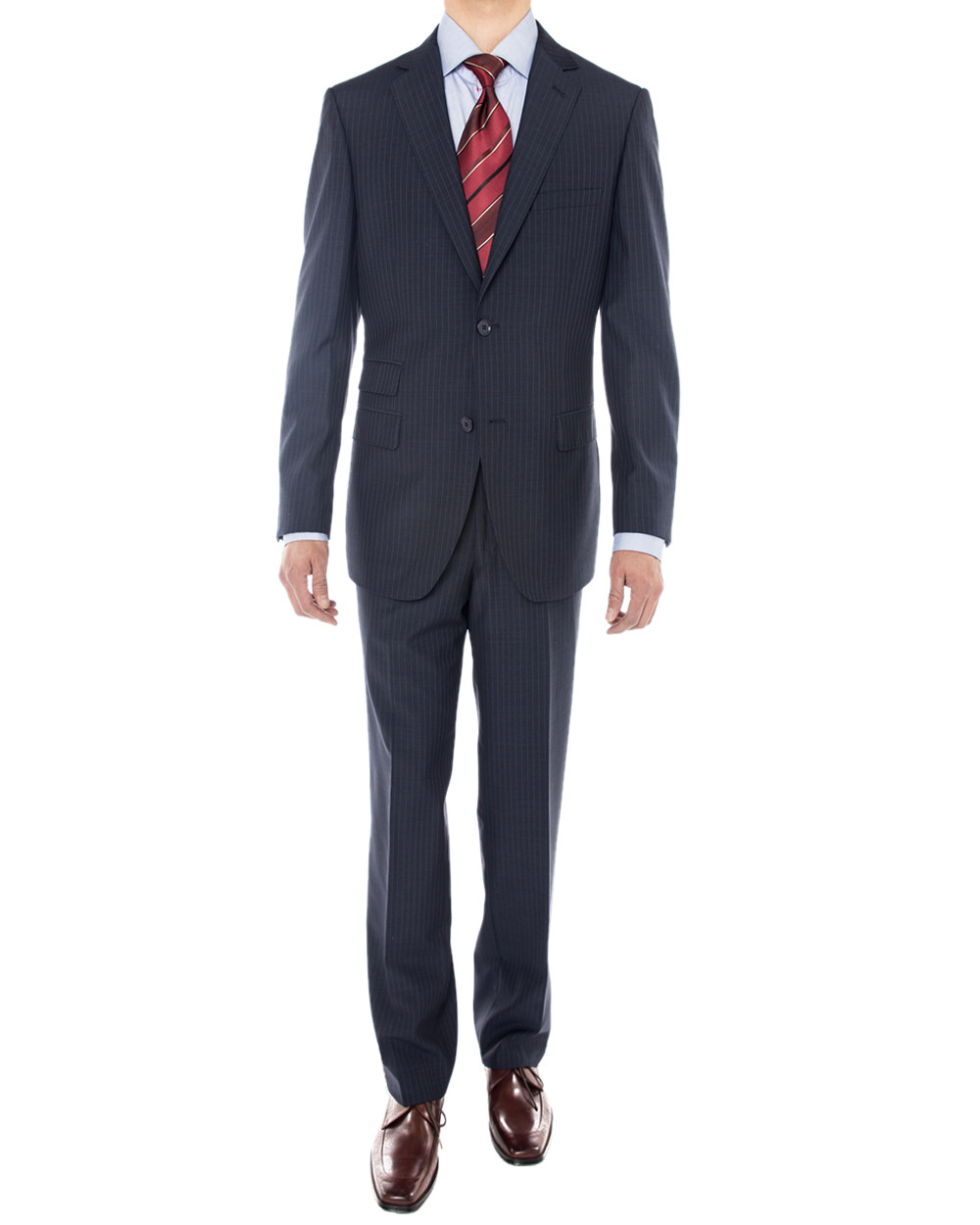 Mens Luciano Natazzi Modern Fit Suit 160S Wool Two Button 2 Piece Navy Blue - Image1