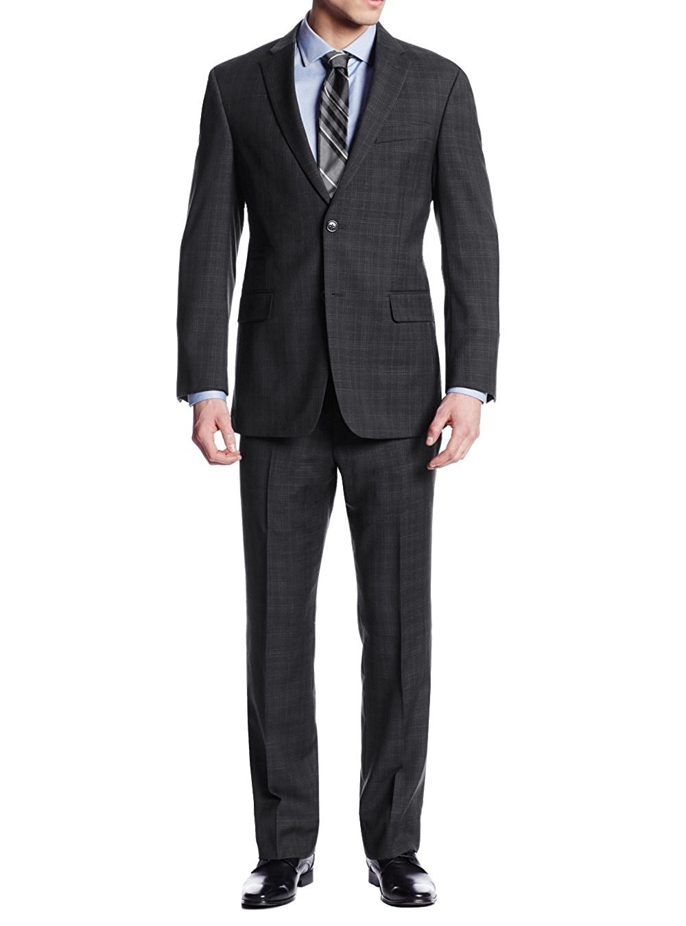 Mens Luciano Natazzi Modern Fit Suit 2 Button Two Piece Nathan Plaid Charcoal
 - Image1