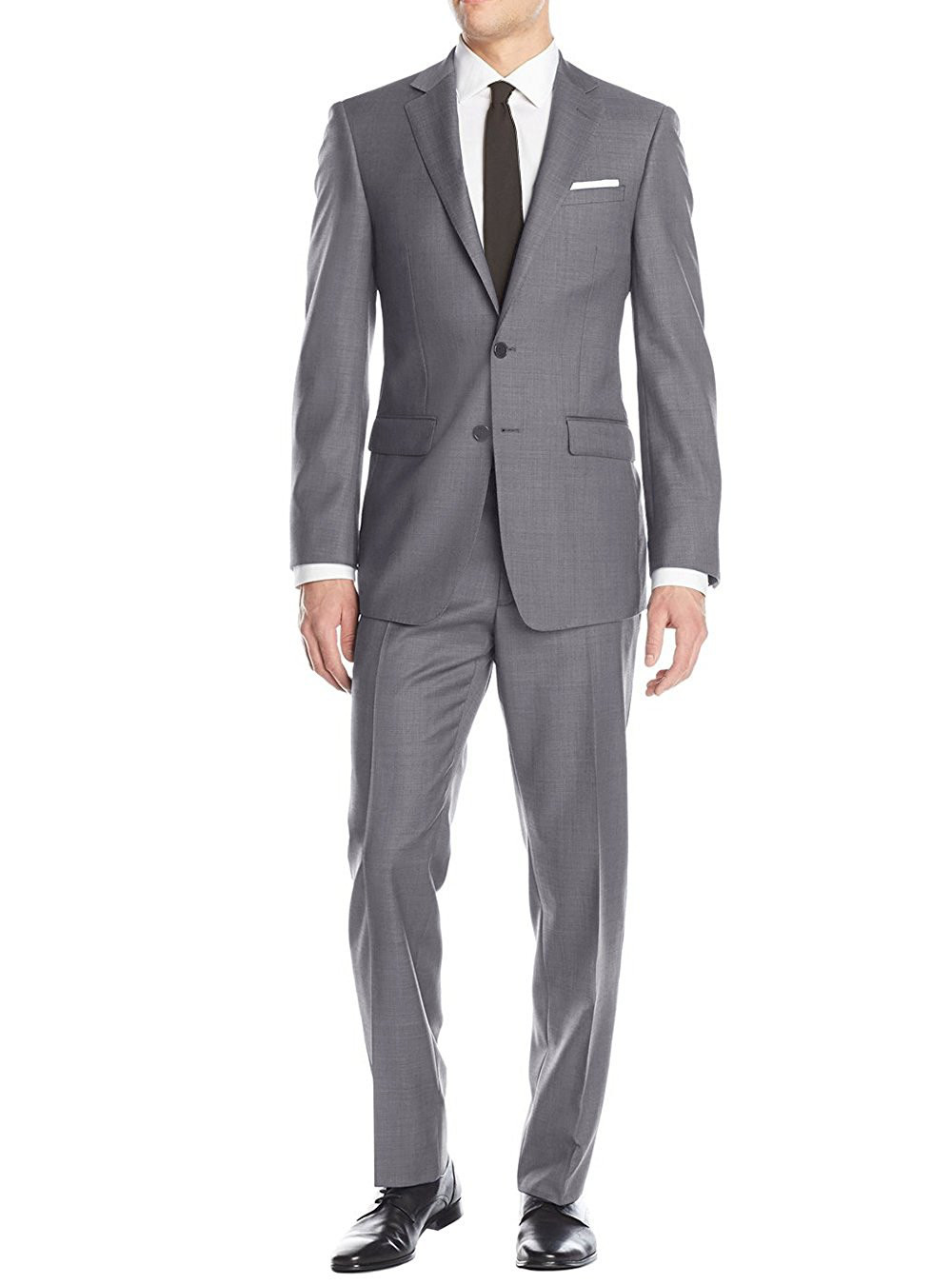 Mens Luciano Natazzi Modern Fit Suit Flat Front Pants Birdseye Light Gray
 - Image1