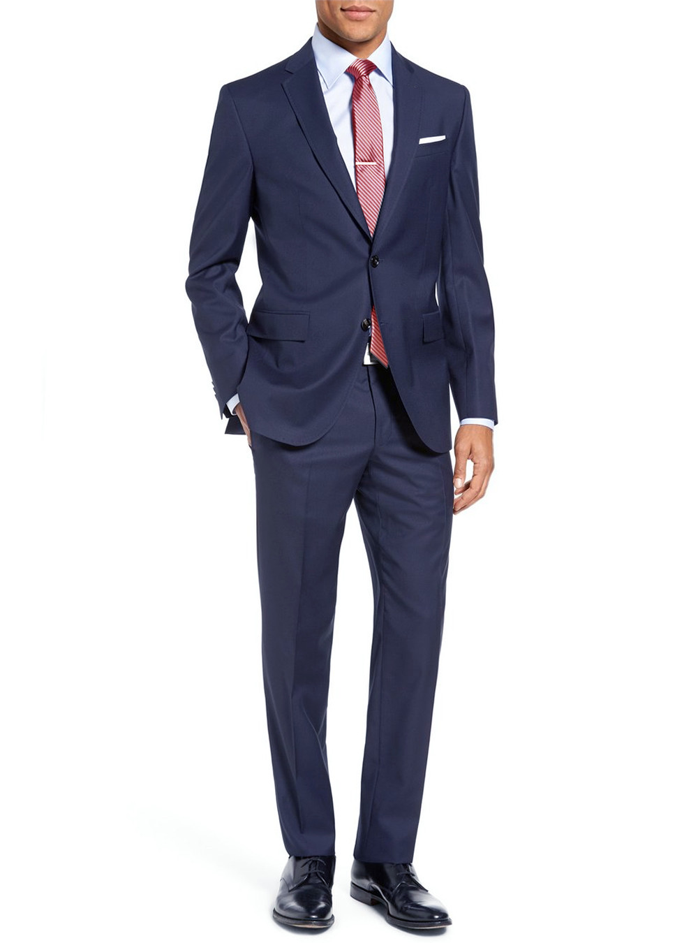 Mens Luciano Natazzi Modern Fit Suit 2 Piece Two Button Blue Stripe - Image1