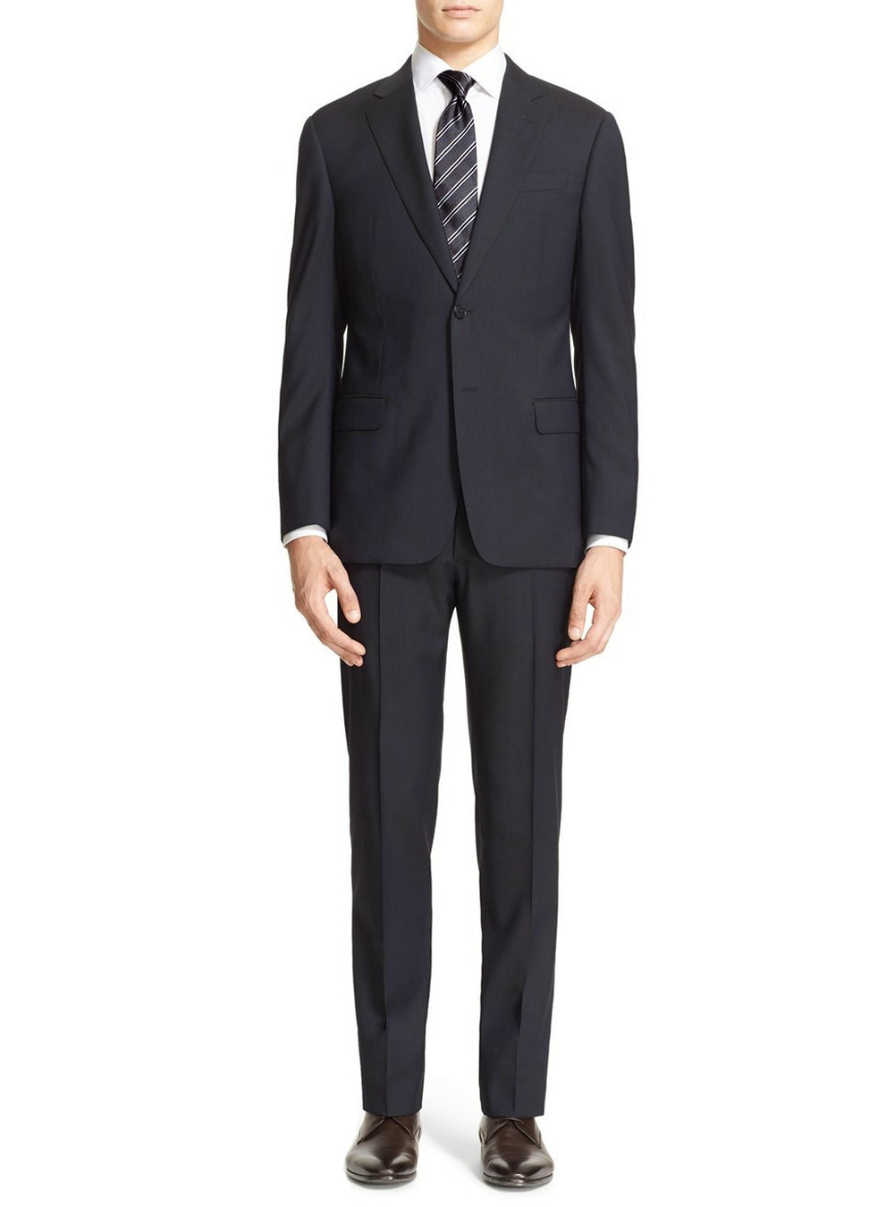 Mens Luciano Natazzi Modern Fit Suit Two Button 2 Piece Black Stripe - Image1