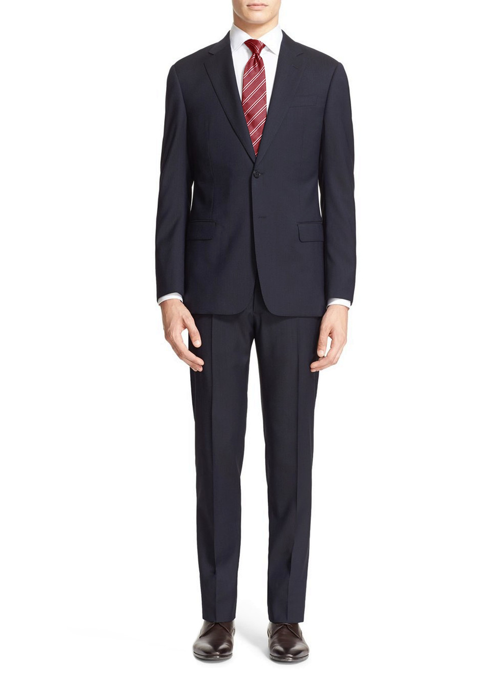 Mens Luciano Natazzi Modern Fit Suit Two Button 2 Piece Navy Stripe - Image1