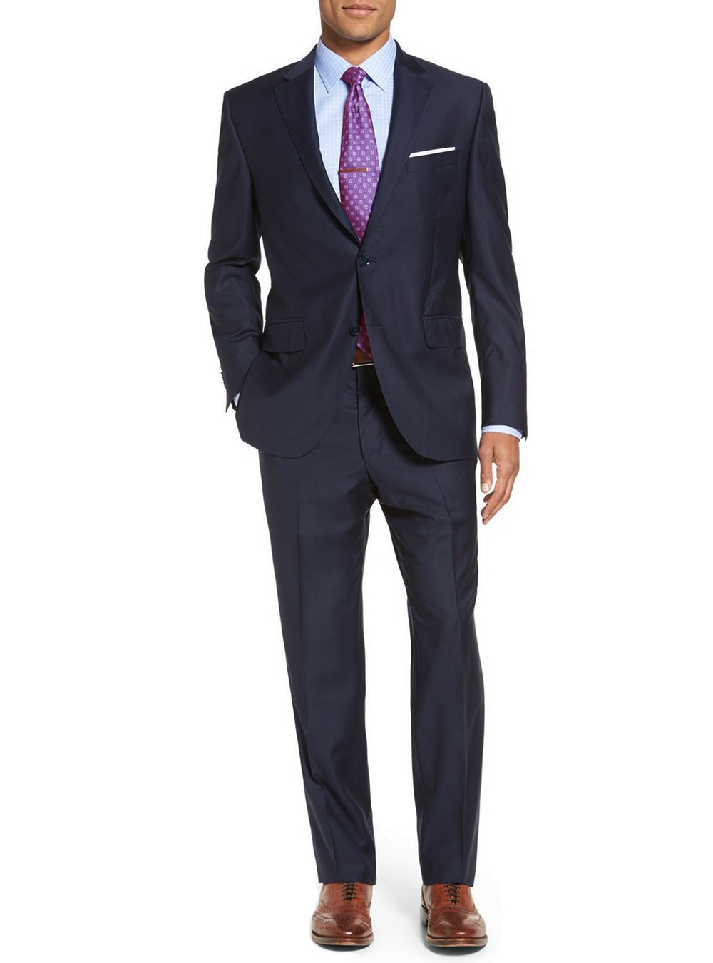Mens Luciano Natazzi Modern Fit Suit Two Button Navy Tone On Tone - Image1