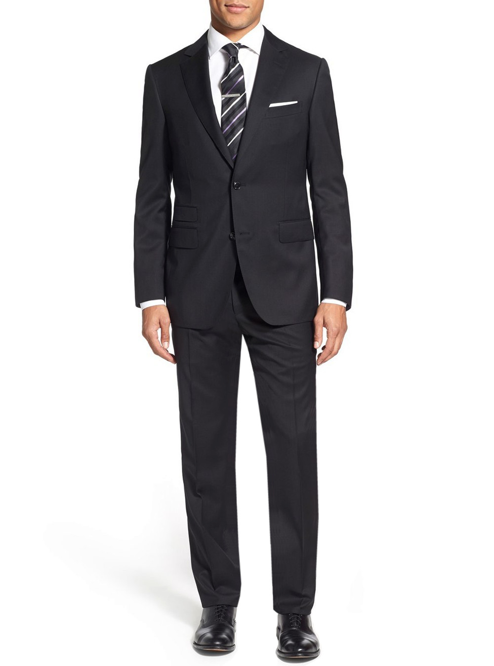 Mens Luciano Natazzi Modern Fit Suit Two Button Ticket Pocket Black
 - Image1