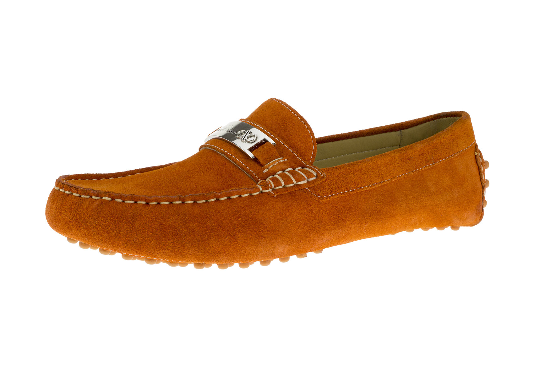 Mens DTI DARYA TRADING BB Signature Drefinno Suede Leather Shoes Original Slip-On Driving Loafer in Orange - Image1