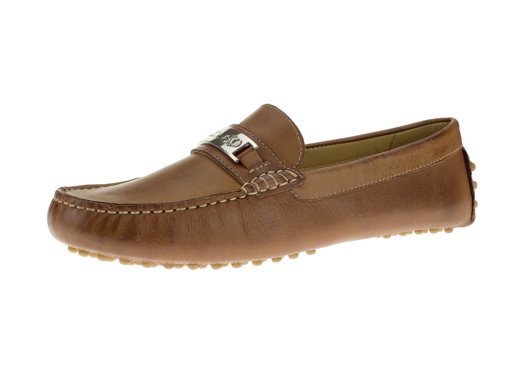 Mens DTI DARYA TRADING BB Signature Drenot Leather Slip-On Driving Shoes Moccasin Loafer in Dark Tan - Image1