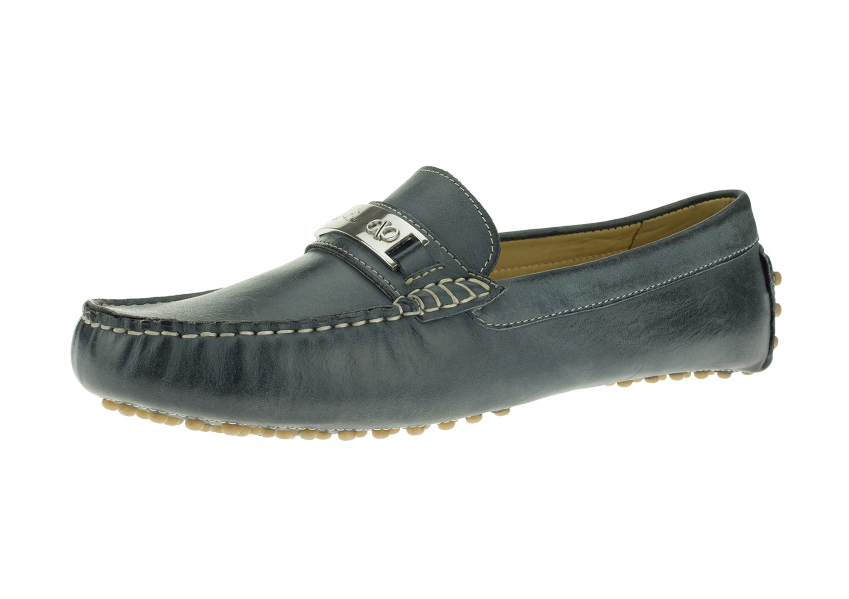 Mens DTI DARYA TRADING BB Signature Drenot Leather Slip-On Driving Shoes Moccasin Loafer in Ocean Blue - Image1