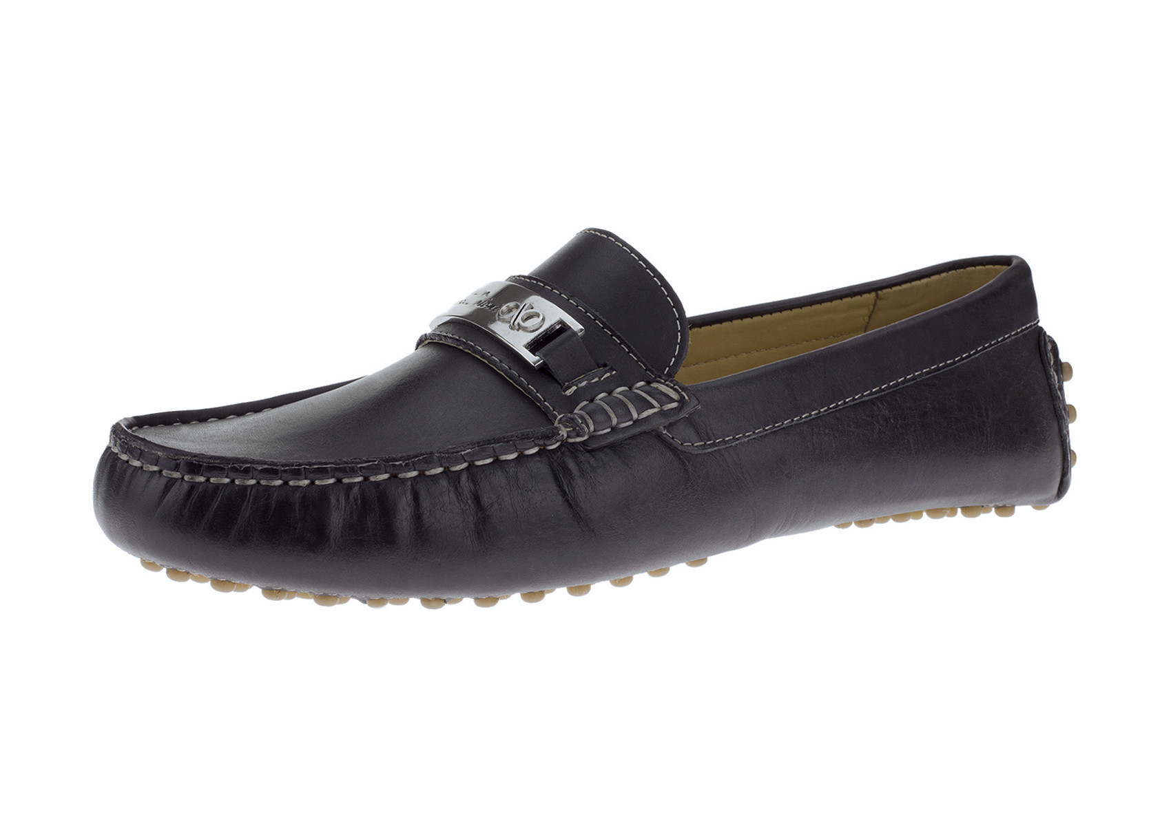 Mens DTI DARYA TRADING BB Signature Drenot Leather Slip-On Driving Shoes Moccasin Loafer in Oily Black - Image1
