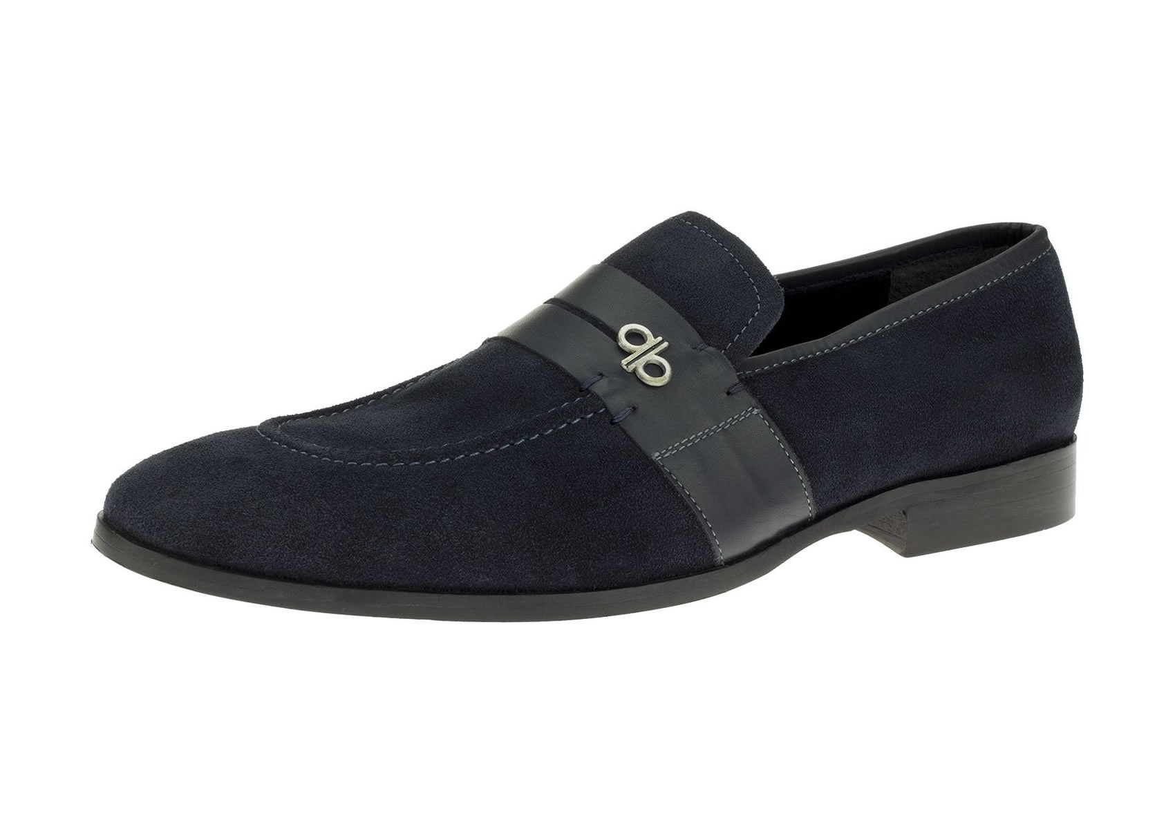 Mens DTI DARYA TRADING BB Signature Rino Lux Suede Leather Handmade Slip-On Dress Loafer Shoes in Navy - Image1