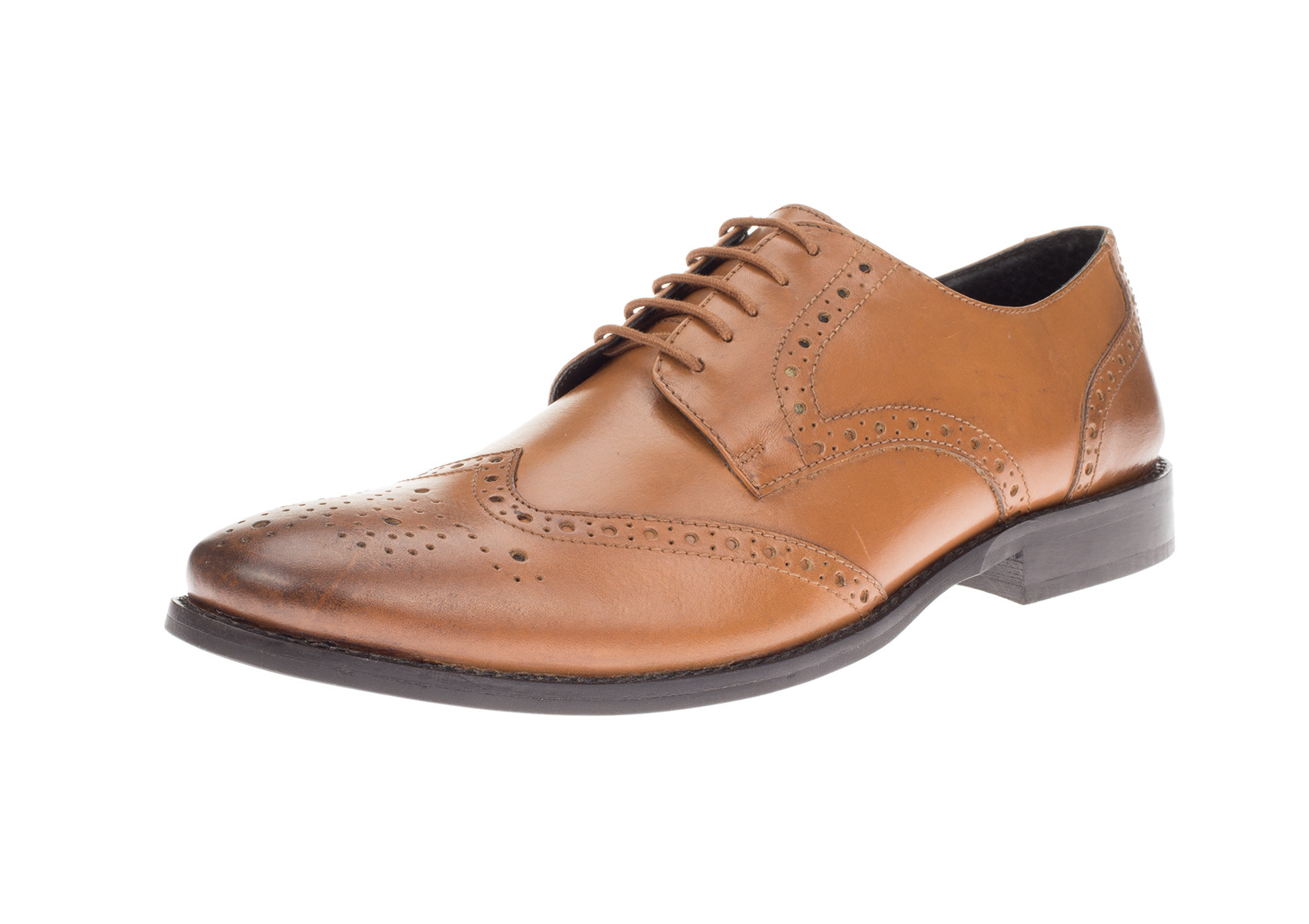 Mens DTI DARYA TRADING GV Executive Leather Dress Shoe Lace-Up Tyson Wingtip Oxford in Tan - Image1