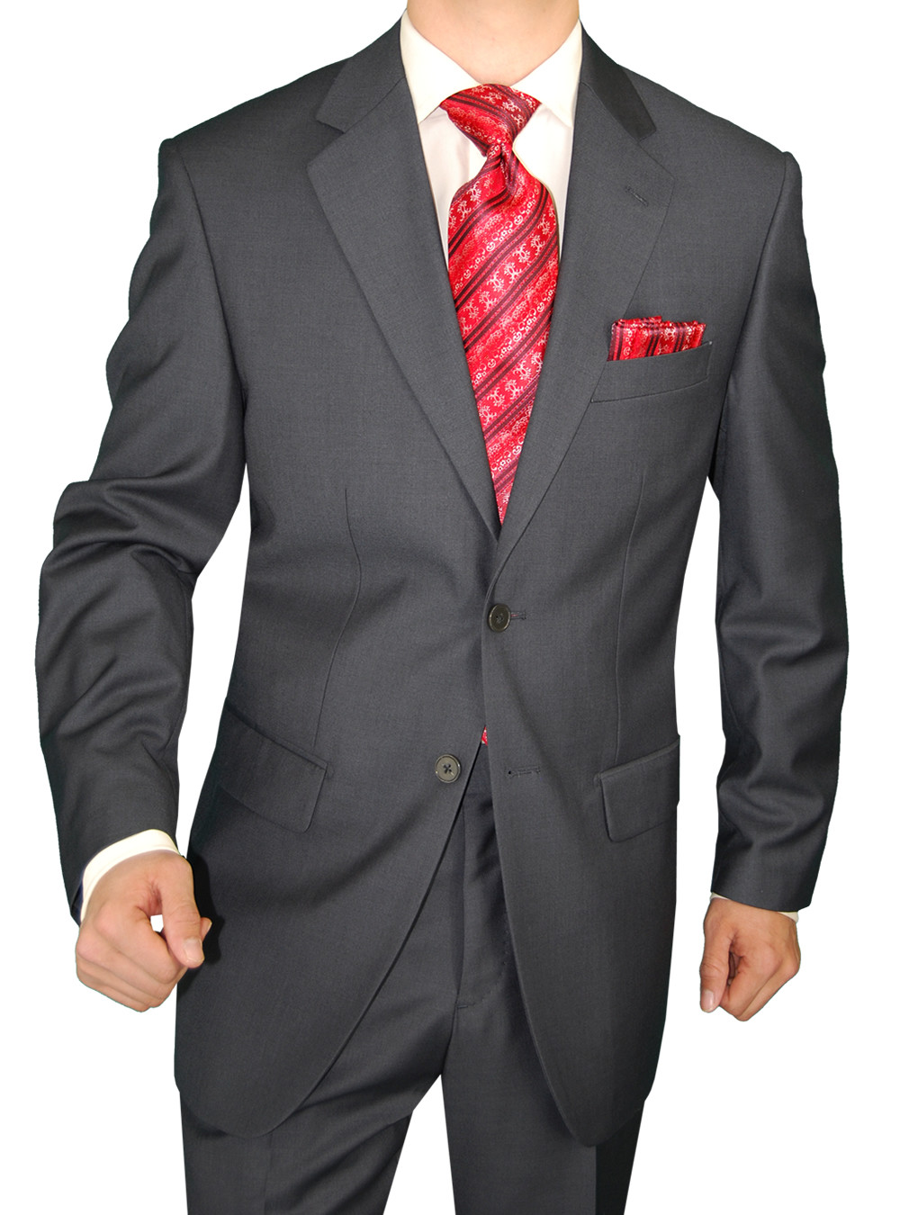 Mens Charcoal 2 Button classic fit suits by Napoli Fashion