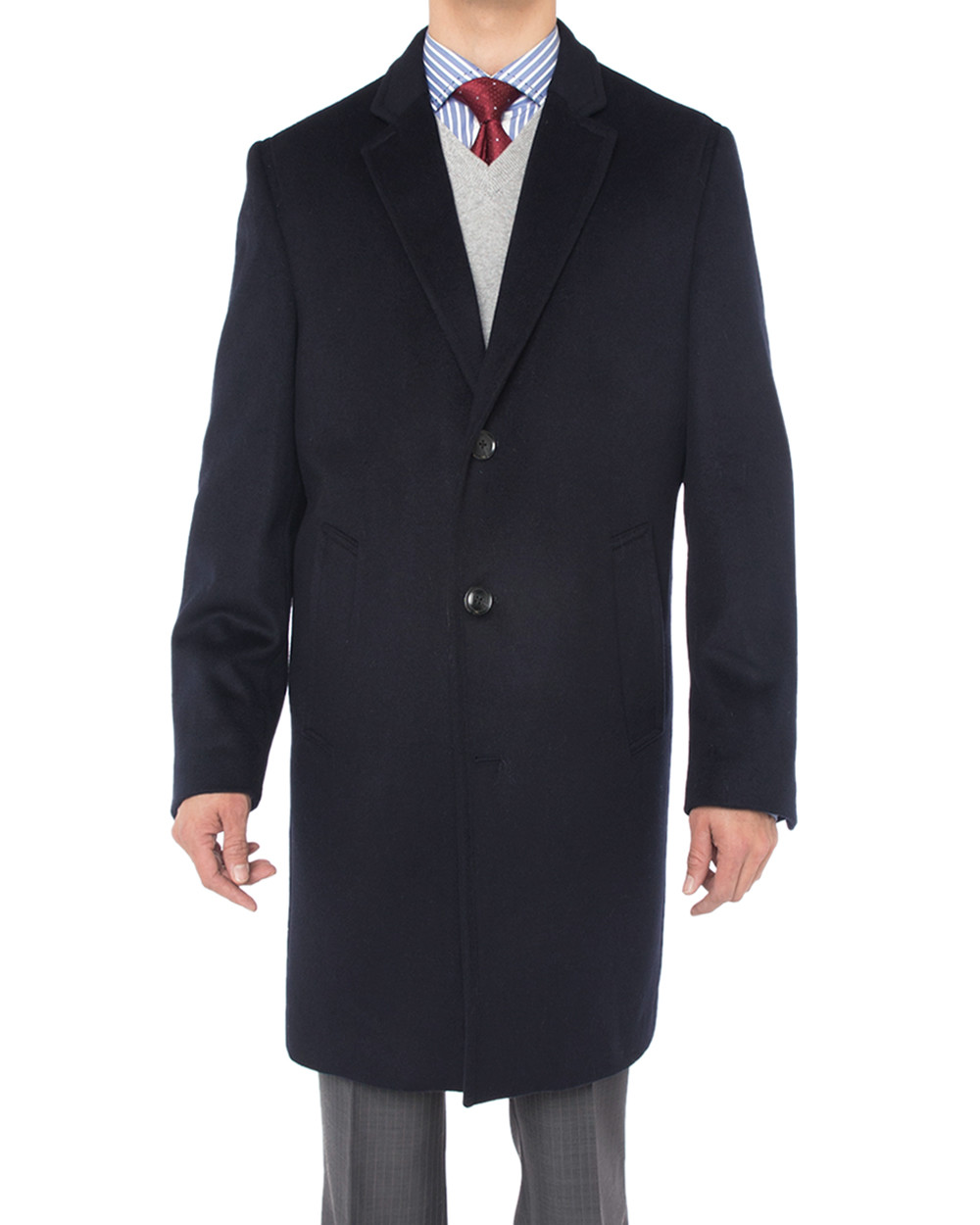 Mens Luciano Natazzi Cashmere Wool Overcoat Knee Length Trench Coat ...
