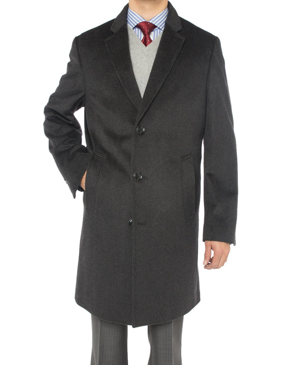 Mens Luciano Natazzi Cashmere Wool Overcoat Knee Length Trench Coat ...