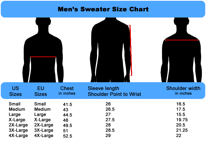 Mens Size Chart for Sweaters by Fashion Suit Outlet